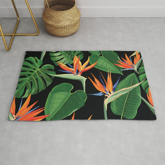 Exotic Plants. Strelitzia, Bird Of Paradise, Monstera Rug