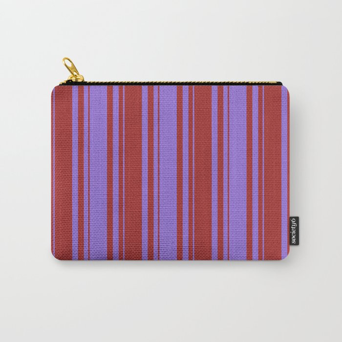 Purple and Brown Colored Lines Pattern Carry-All Pouch