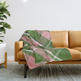 Pink and Green Preppy Plaid Throw Blanket