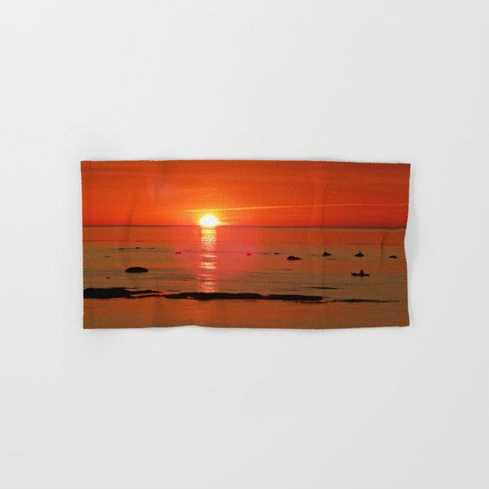 Kayaker and the Setting Sun Hand & Bath Towel