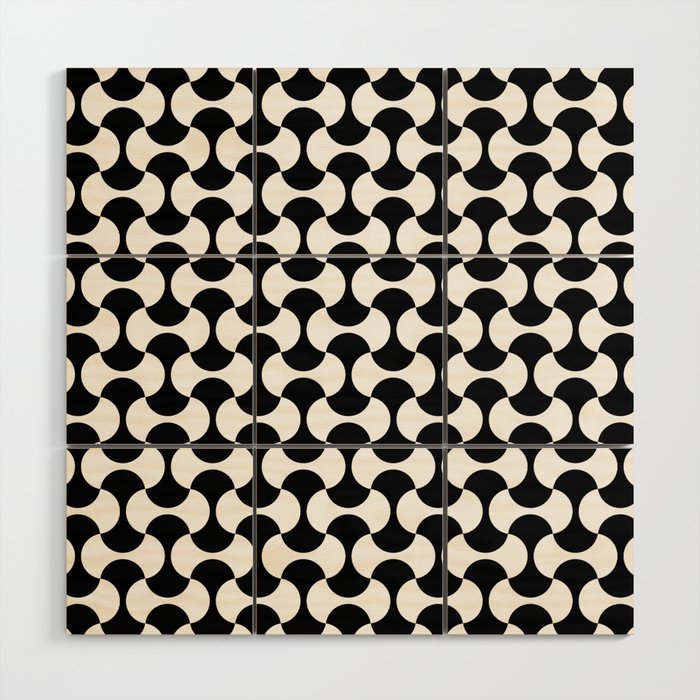 Black and white mid century mcm geometric modernism Wood Wall Art