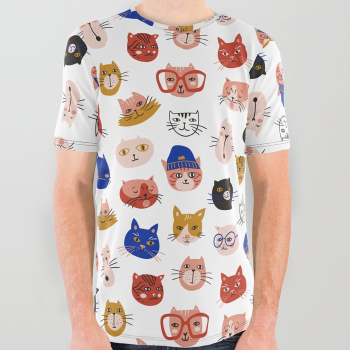 Fashionable cats All Over Graphic Tee