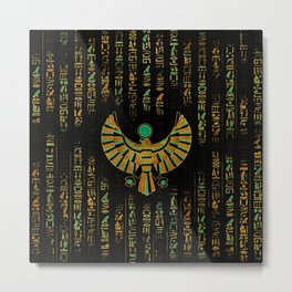 Egyptian Horus Falcon gold and color crystal Metal Print