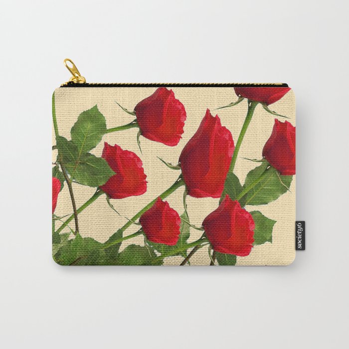SCATTERED RED LONG STEM ROSES BOTANICAL ART Carry-All Pouch