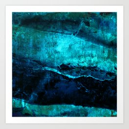 Beneath - Abstract in navy blue and turquoise Art Print