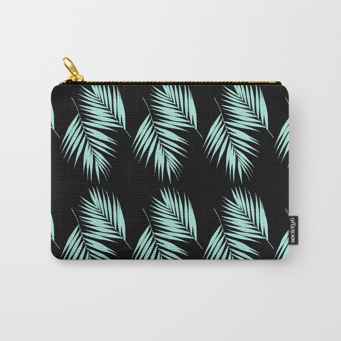 Palm Leaves Pattern #2 #Mint #Black #decor #art #society6 Carry-All Pouch
