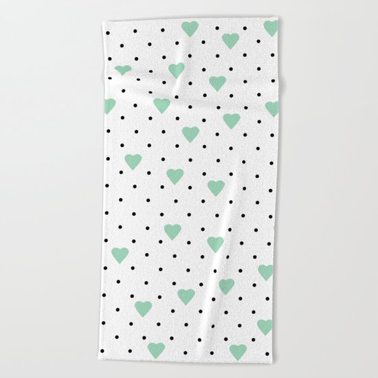 Pin Point Hearts Mint Beach Towel