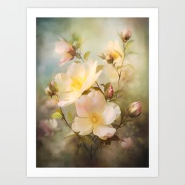 Dreamy Vintage Flowers Painting Art Print