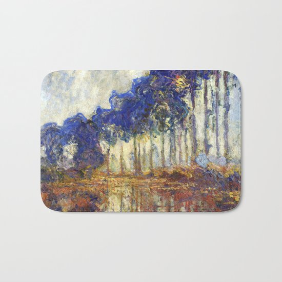 Poplars on the Bank of the Epte River by Claude Monet Bath Mat