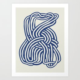 Line art organic shape in blue 02 Art Print