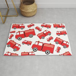 Fire Truck Toy Trucks Pattern Area & Throw Rug