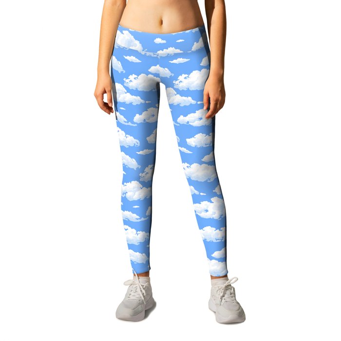 White fluffy clouds pattern Leggings