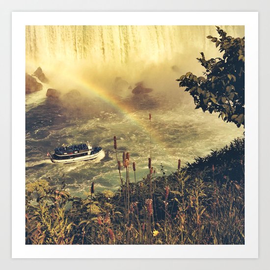 Eyes filled with rainbow, she slid bravely past the rocks. Art Print