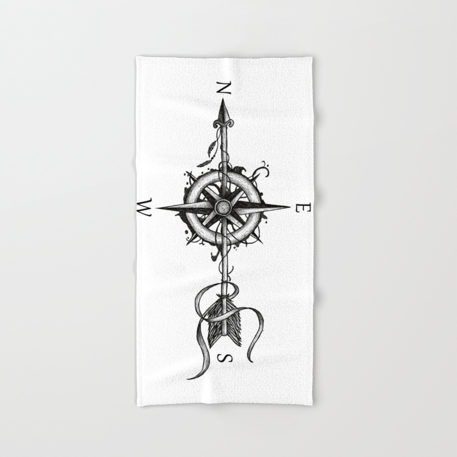 Compass With Arrow Tattoo Stule Hand Bath Towel By Beatrizxe Society6