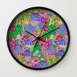 Wonderland poison mushrooms mix - colormix Wall Clock