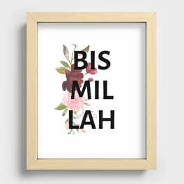Red and Pink Floral Bismillah Islamic Print Recessed Framed Print