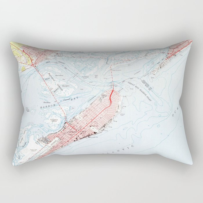 Vintage Map of Ocean City NJ (1952) Rectangular Pillow