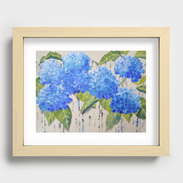 Picket Fence Hydrangeas Recessed Framed Print