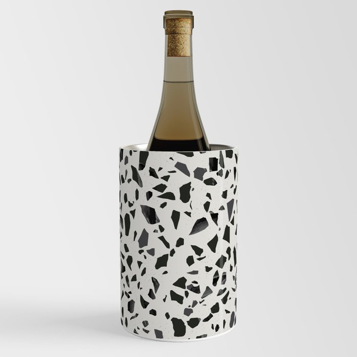 Black and white terrazzo flooring seamless pattern Wine Chiller