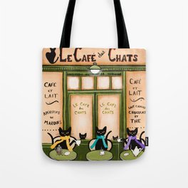 Les Cafe des Chats Tote Bag