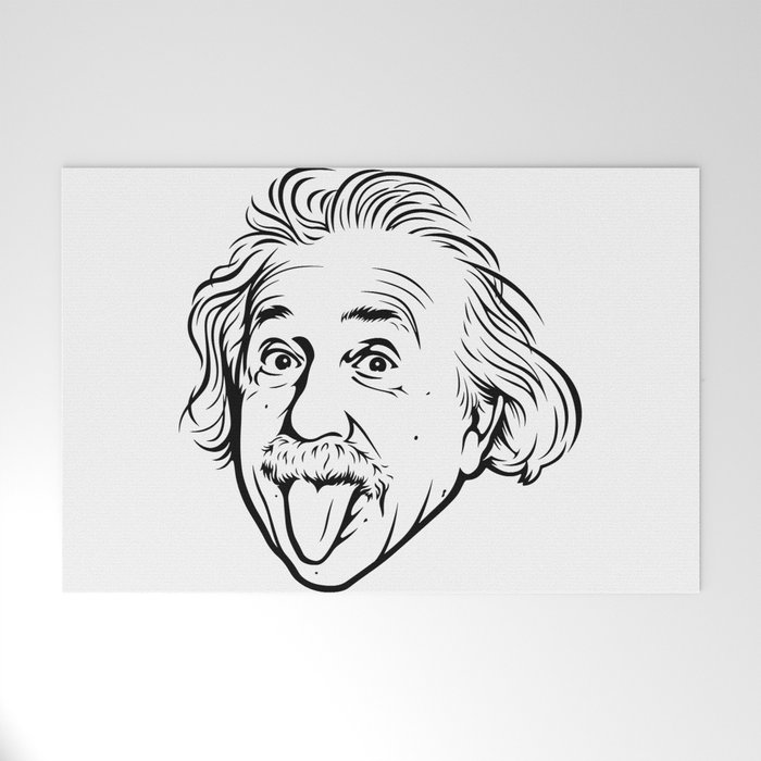 Albert Einstein Artwork With his famous photo showing tongue, Tshirts, Prints, Posters, Bags Welcome Mat