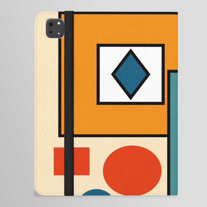 Modern Colorful Bauhaus Art Geometric Architecture Abstract Mid century Modern Retro  iPad Folio Case