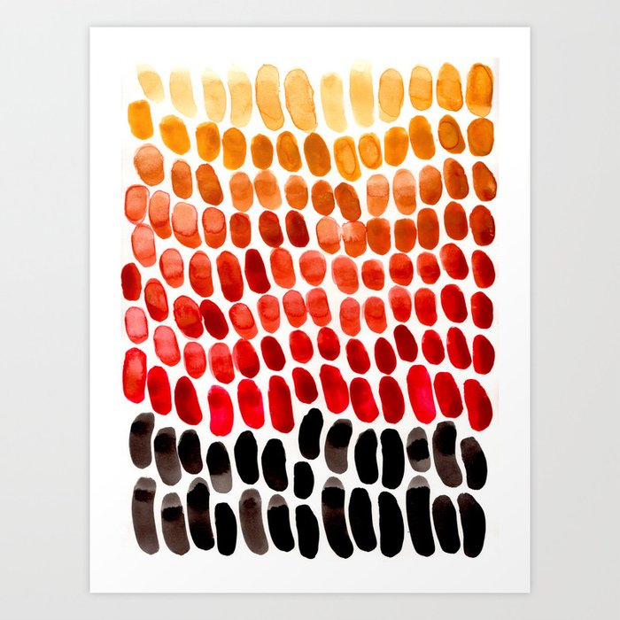 Red Orange Yellow Gradient Natural Patterns Colorful Watercolor Abstract Art Mid Century Modern Art Art Print By Enshape