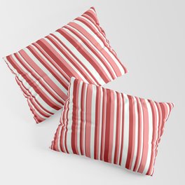 [ Thumbnail: Light Coral, Red & Mint Cream Colored Stripes Pattern Pillow Sham ]