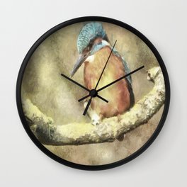 Stunning Kingfisher In Watercolor Wall Clock
