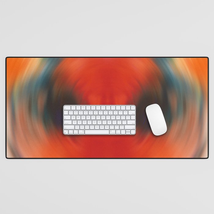 Listening - Red And Black Abstract Art Desk Mat