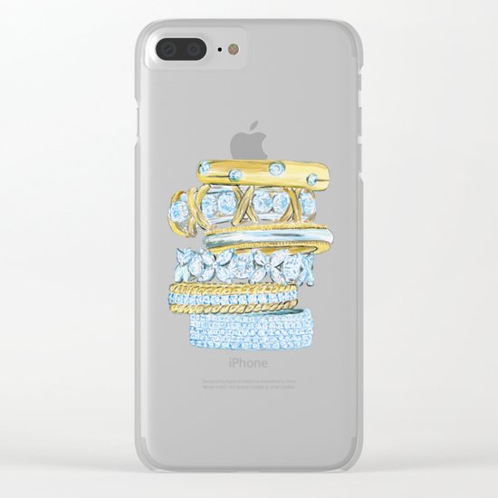 Golden Rings on Blue Clear iPhone Case
