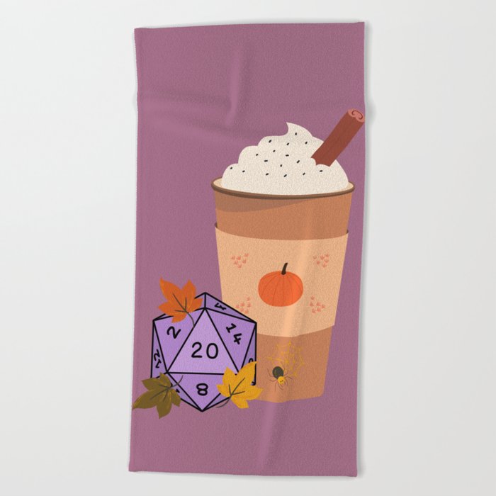 Pumpkin Spice & Dungeons and Dragons Dice Beach Towel