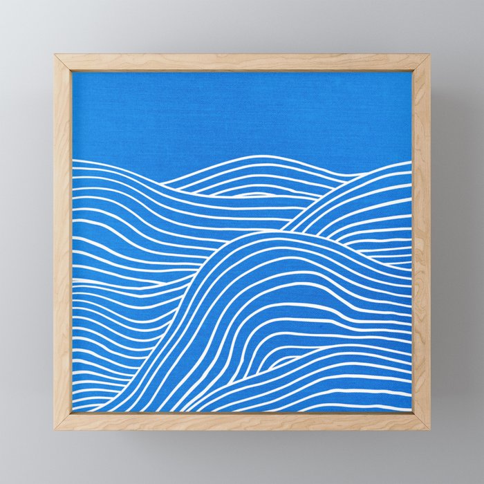 French Blue Ocean Waves Framed Mini Art Print