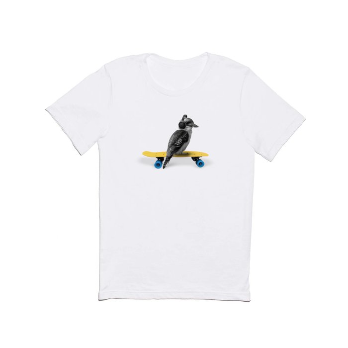 Kookaburra, Cool bird with headphones, Australian bird, Skateboard, headphones, Aussie Animal T Shirt