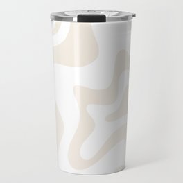 Liquid Swirl Abstract Pattern in Pale Beige and White Travel Mug