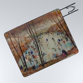 Classical Masterpiece Sunday Skaters in Central Park by Martha Walter Picnic Blanket