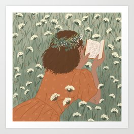 Autumn Meadow with a Good Book Art Print