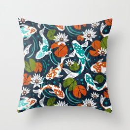 Koi Pond - Orange Throw Pillow