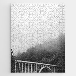 Oregon Coast Black and White Photography | Cape Creek Bridge in the Fog Jigsaw Puzzle