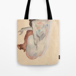 Crouching Nude in Shoes and Black Stockings, Back View - Egon Schiele Tote Bag