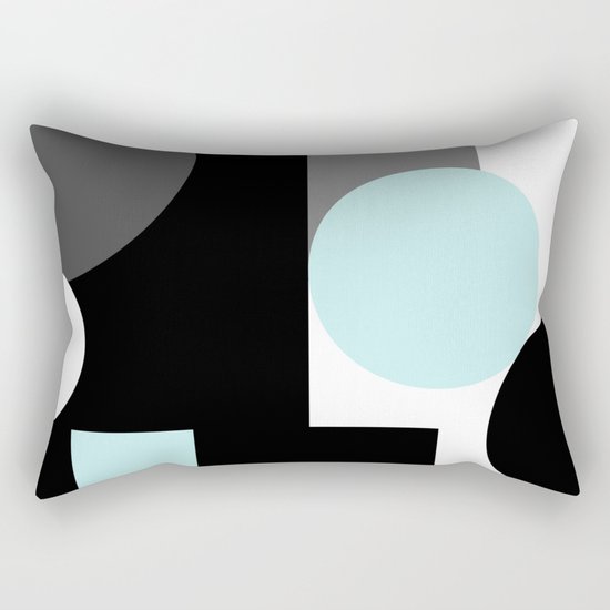 An abstract geometric pattern . Geometric shapes . Black sky blue white pattern . Rectangular Pillow