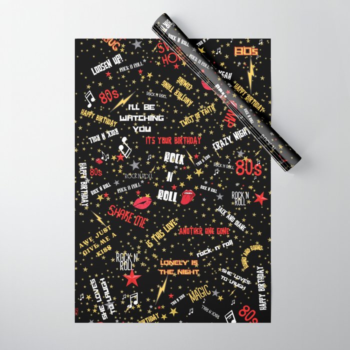 Rock N Roll Birthday Wrapping Paper by Concetta Ellis