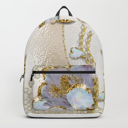 3D JEWEL'S FLOWER AND CREAM FOIL TEXTURE Backpack