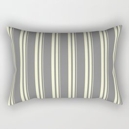 [ Thumbnail: Grey and Light Yellow Colored Striped/Lined Pattern Rectangular Pillow ]