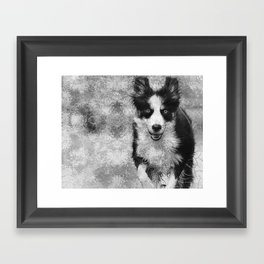 Watercolor Dog (Black and White) Framed Art Print