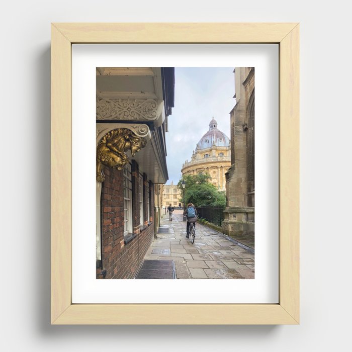 Bicycling through Oxford Recessed Framed Print