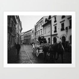 Carriage on Kanonicza Street, Krakow, Poland Art Print