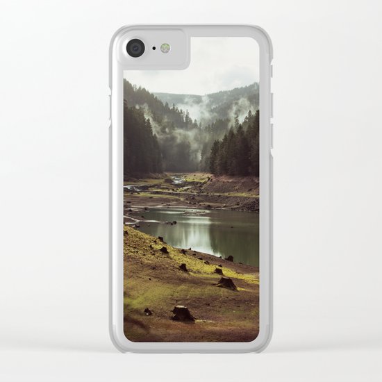 Foggy Forest Creek Clear iPhone Case