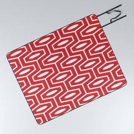 Geometric Ogee Pattern 144 Red Picnic Blanket