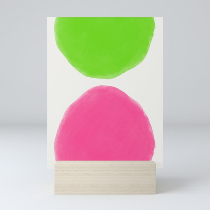 Cheerful Lime Green + Sangaria Sunset Pink Modern Blobs Mini Art Print